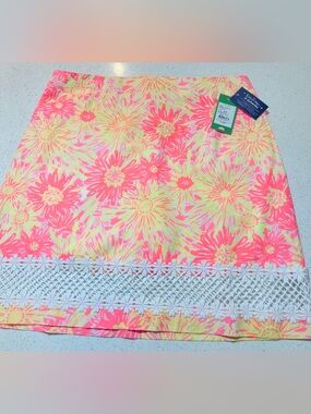 NWT Lilly Pulitzer Corrie Skirt in Sunkissed w Glow Pattern, Size 14